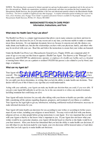 Massachusetts Health Care Proxy Form 1 pdf free