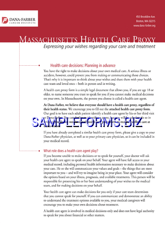 Massachusetts Health Care Proxy Form 2